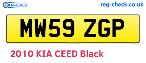 MW59ZGP are the vehicle registration plates.