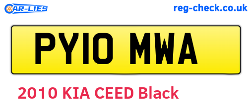 PY10MWA are the vehicle registration plates.
