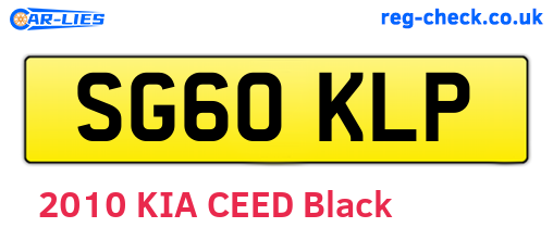 SG60KLP are the vehicle registration plates.