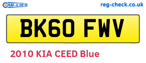BK60FWV are the vehicle registration plates.