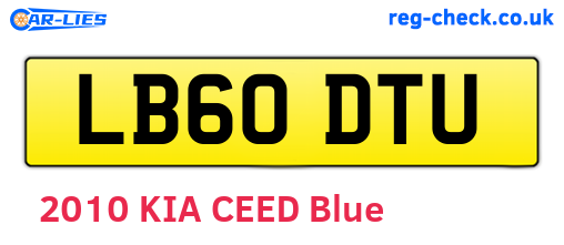 LB60DTU are the vehicle registration plates.