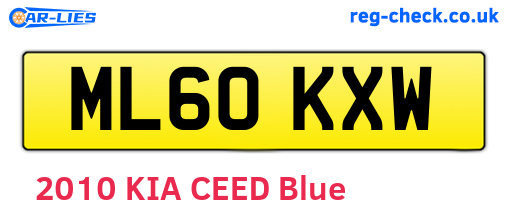 ML60KXW are the vehicle registration plates.