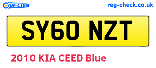 SY60NZT are the vehicle registration plates.