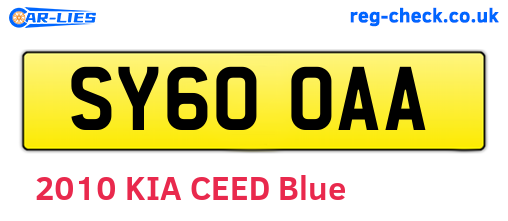 SY60OAA are the vehicle registration plates.