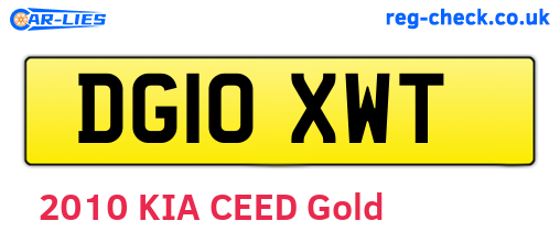 DG10XWT are the vehicle registration plates.