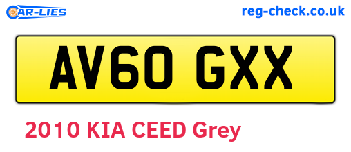 AV60GXX are the vehicle registration plates.
