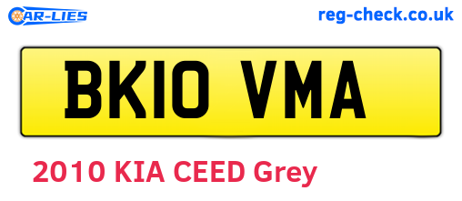 BK10VMA are the vehicle registration plates.