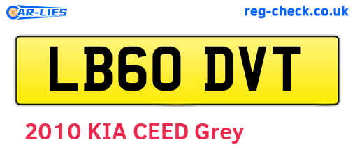 LB60DVT are the vehicle registration plates.