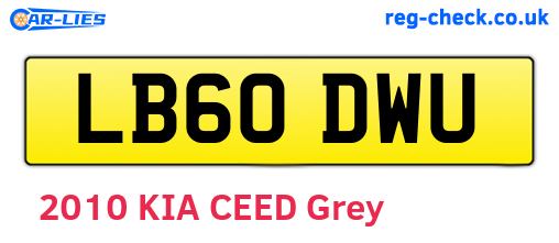LB60DWU are the vehicle registration plates.