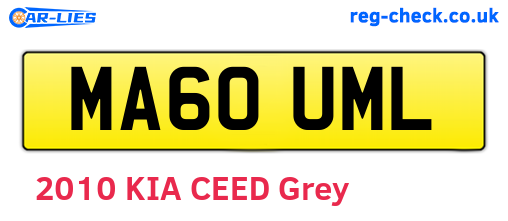 MA60UML are the vehicle registration plates.