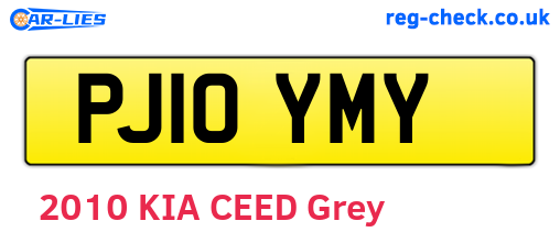 PJ10YMY are the vehicle registration plates.