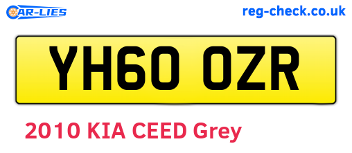 YH60OZR are the vehicle registration plates.
