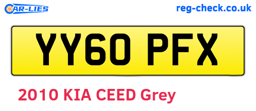 YY60PFX are the vehicle registration plates.