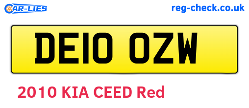 DE10OZW are the vehicle registration plates.