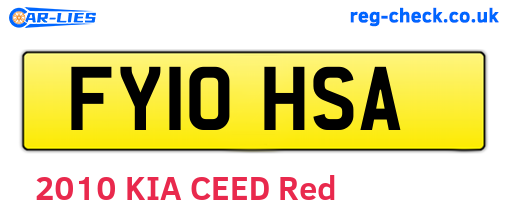 FY10HSA are the vehicle registration plates.