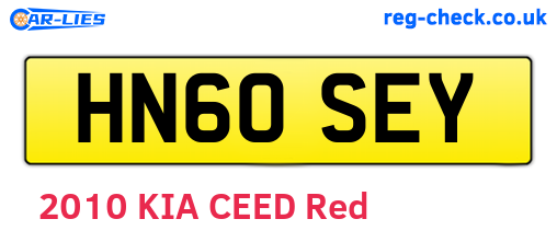 HN60SEY are the vehicle registration plates.