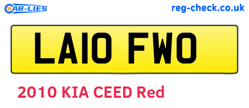 LA10FWO are the vehicle registration plates.