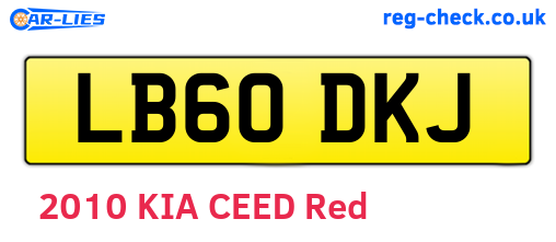 LB60DKJ are the vehicle registration plates.