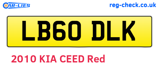 LB60DLK are the vehicle registration plates.