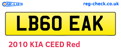 LB60EAK are the vehicle registration plates.