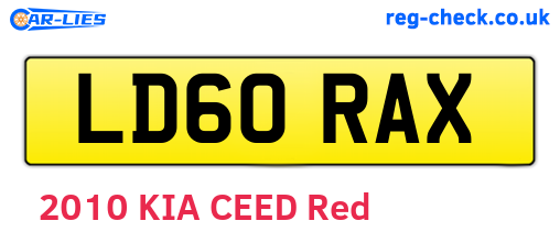 LD60RAX are the vehicle registration plates.