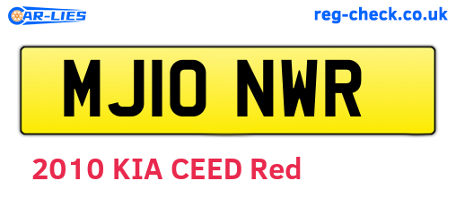 MJ10NWR are the vehicle registration plates.