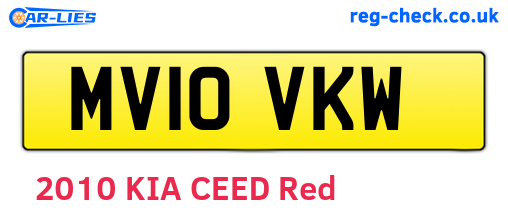 MV10VKW are the vehicle registration plates.