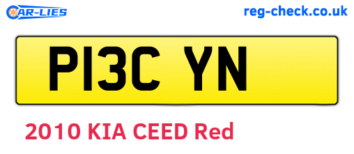 P13CYN are the vehicle registration plates.