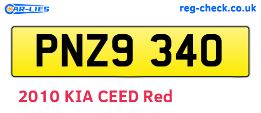 PNZ9340 are the vehicle registration plates.
