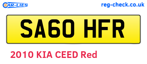 SA60HFR are the vehicle registration plates.