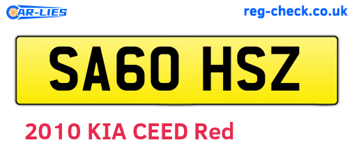 SA60HSZ are the vehicle registration plates.