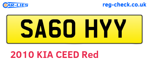 SA60HYY are the vehicle registration plates.