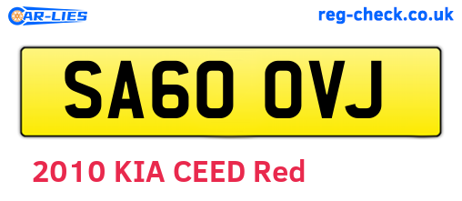 SA60OVJ are the vehicle registration plates.