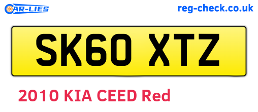 SK60XTZ are the vehicle registration plates.