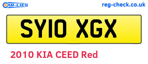 SY10XGX are the vehicle registration plates.
