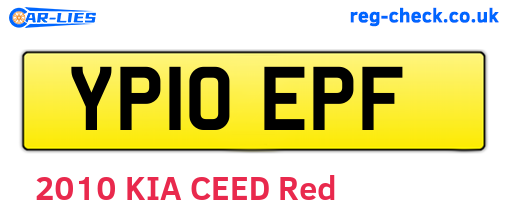YP10EPF are the vehicle registration plates.