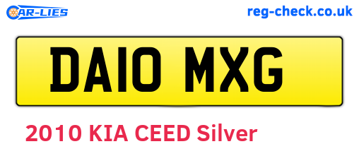 DA10MXG are the vehicle registration plates.