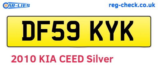 DF59KYK are the vehicle registration plates.