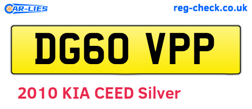 DG60VPP are the vehicle registration plates.