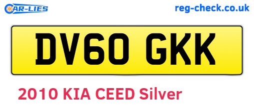 DV60GKK are the vehicle registration plates.