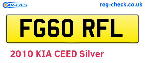 FG60RFL are the vehicle registration plates.
