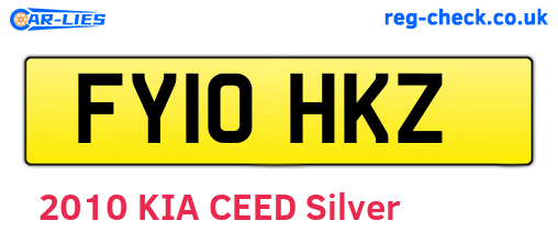 FY10HKZ are the vehicle registration plates.