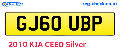 GJ60UBP are the vehicle registration plates.