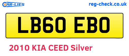 LB60EBO are the vehicle registration plates.