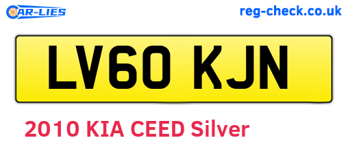 LV60KJN are the vehicle registration plates.