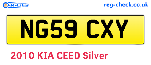 NG59CXY are the vehicle registration plates.