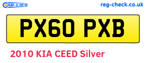 PX60PXB are the vehicle registration plates.