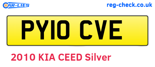 PY10CVE are the vehicle registration plates.