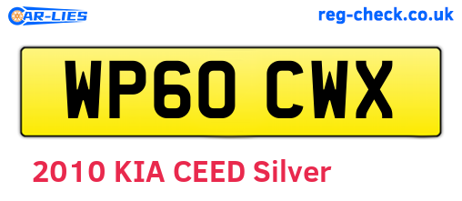 WP60CWX are the vehicle registration plates.