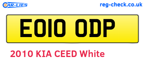 EO10ODP are the vehicle registration plates.